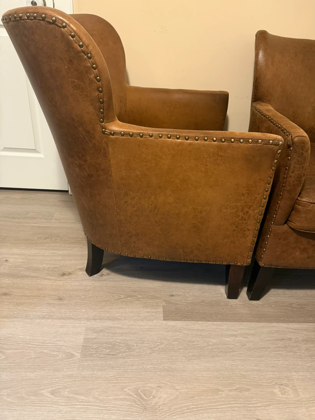 Pair of Brown Leather Armchairs - photo 2
