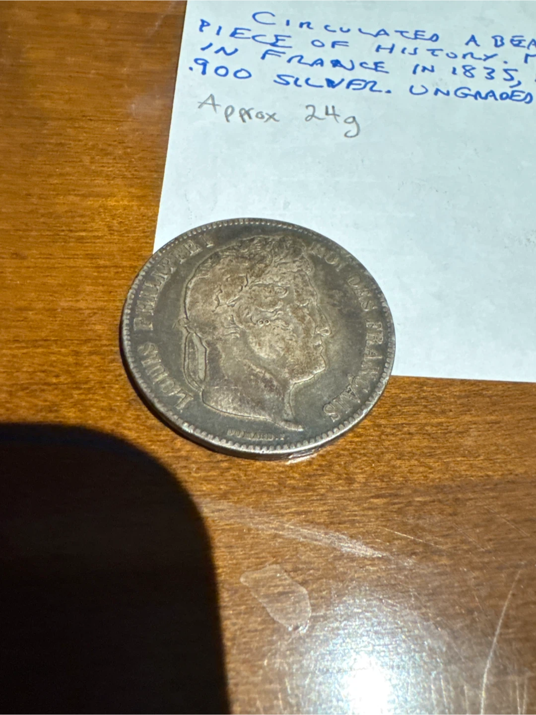1835 Louis Philippe I Silver 5 Francs Coin - photo 2