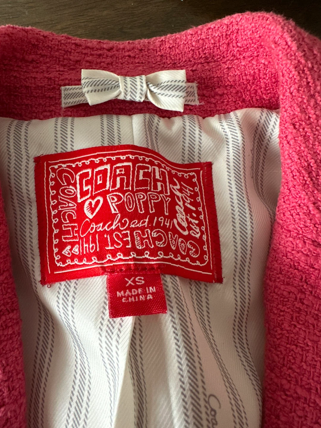 Coach Poppy Pink Blazer - Size XS - photo 2
