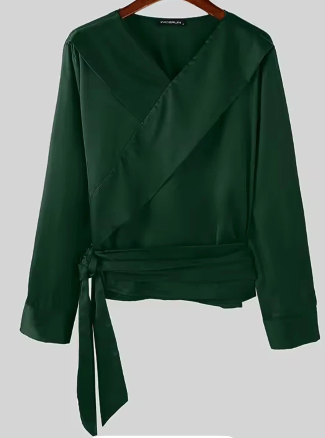Green Wrap Blouse Incerun