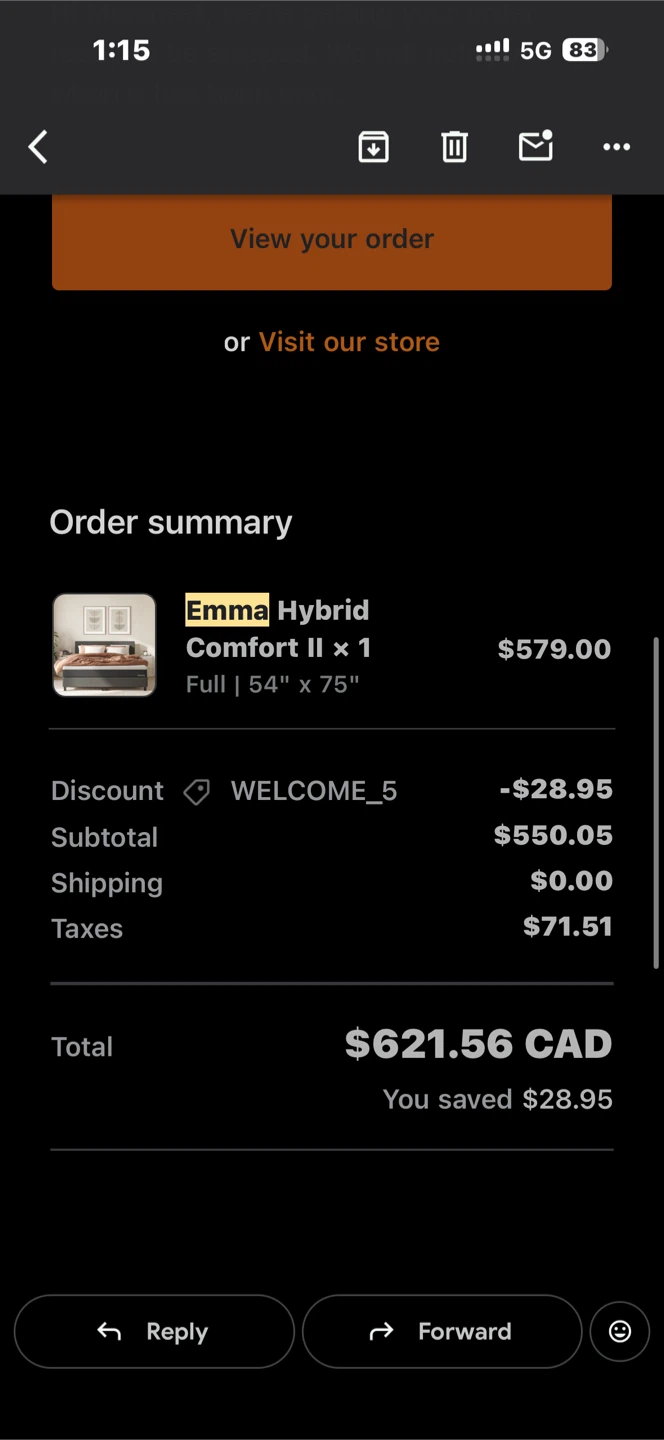 Emma Hybrid Comfort II – Full Size Mattress (Like New) - photo 5