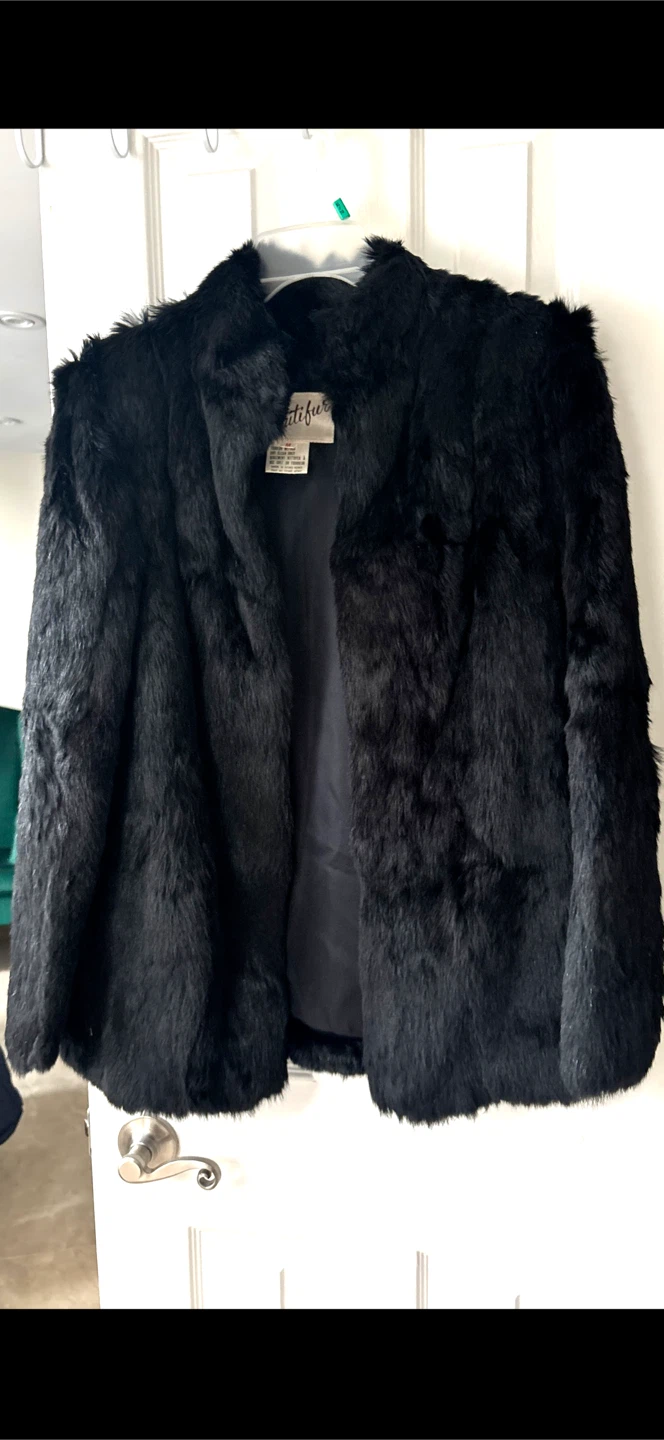 Mink Black Fur Coat - Size M