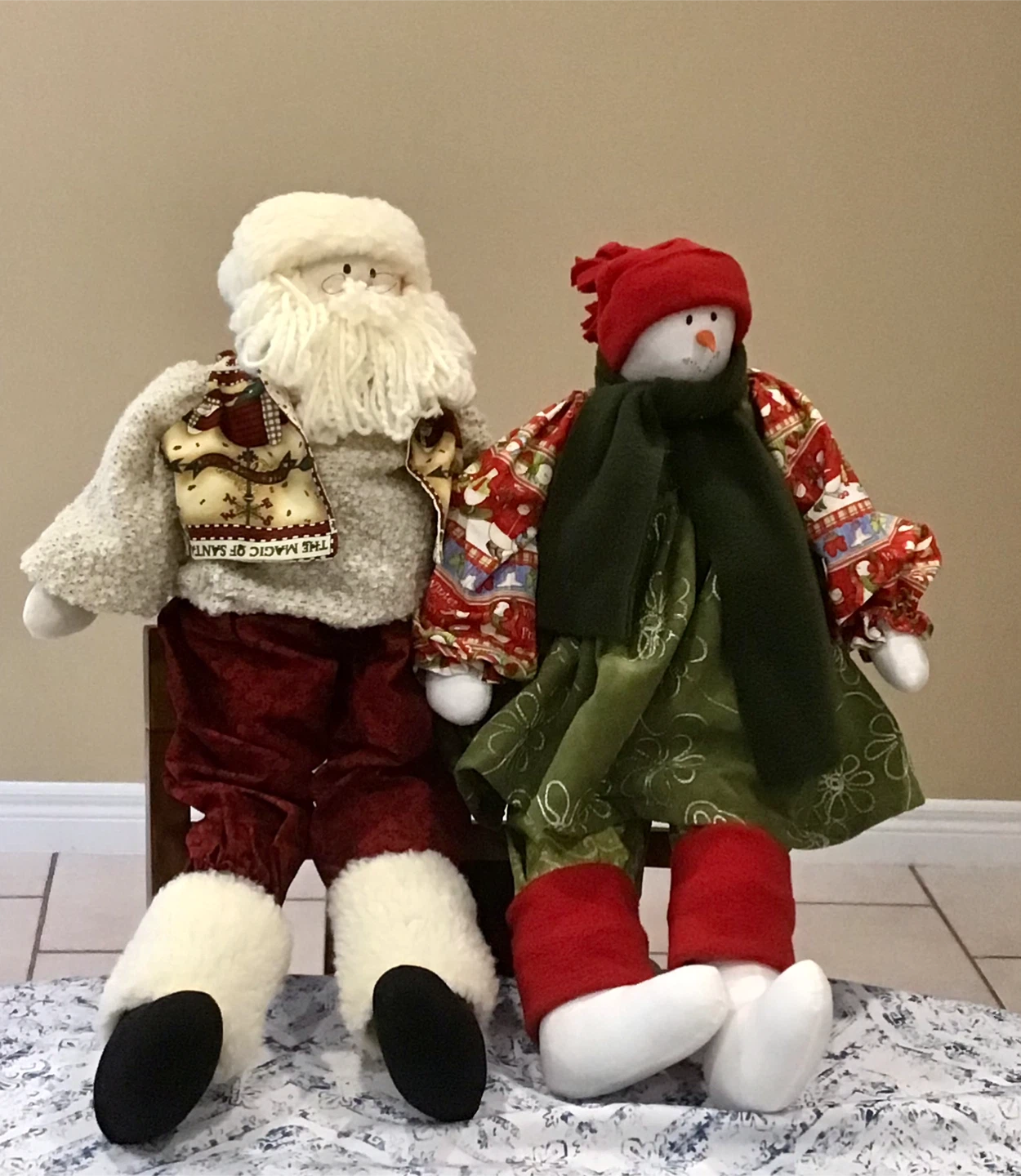 Christmas Santa & Snowman Dolls