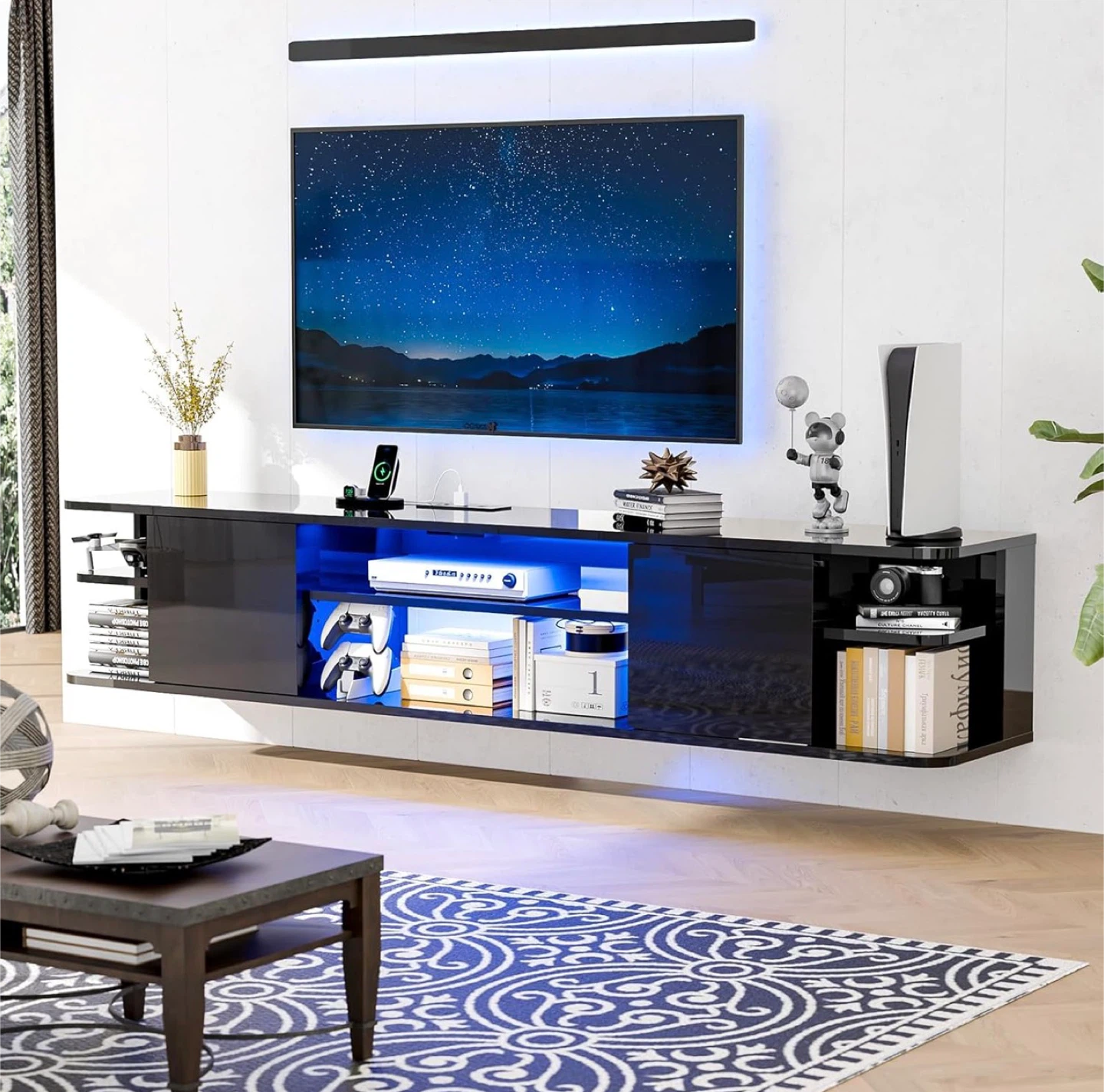Modern Black Floating Entertainment Center - photo 2