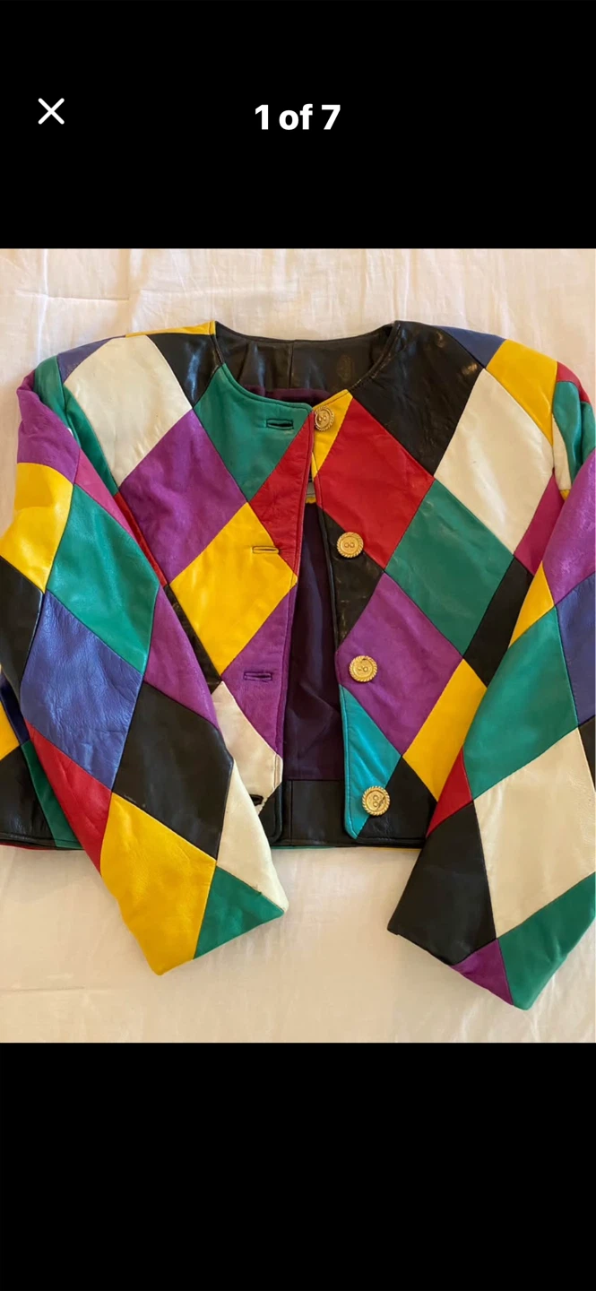 🌈Entre Peaux International Leather Patchwork Jacket