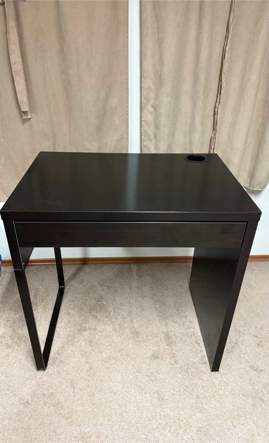 IKEA black/brown MICKE Desk with Drawer - photo 2