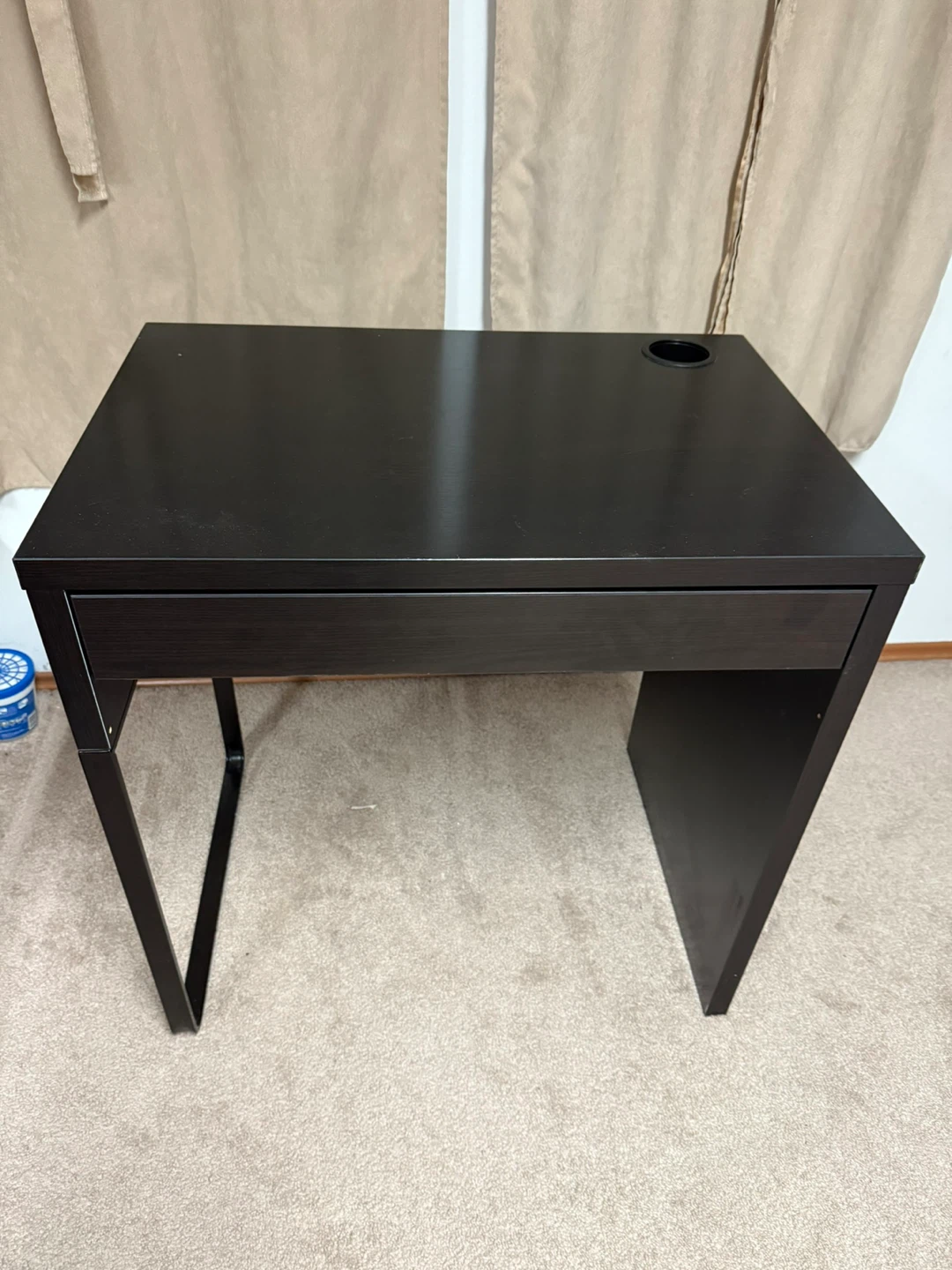 IKEA black/brown MICKE Desk with Drawer - photo 4