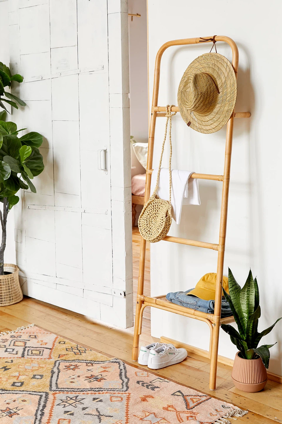 Urban Outfitters Carina Rattan Ladder Shelf - photo 2