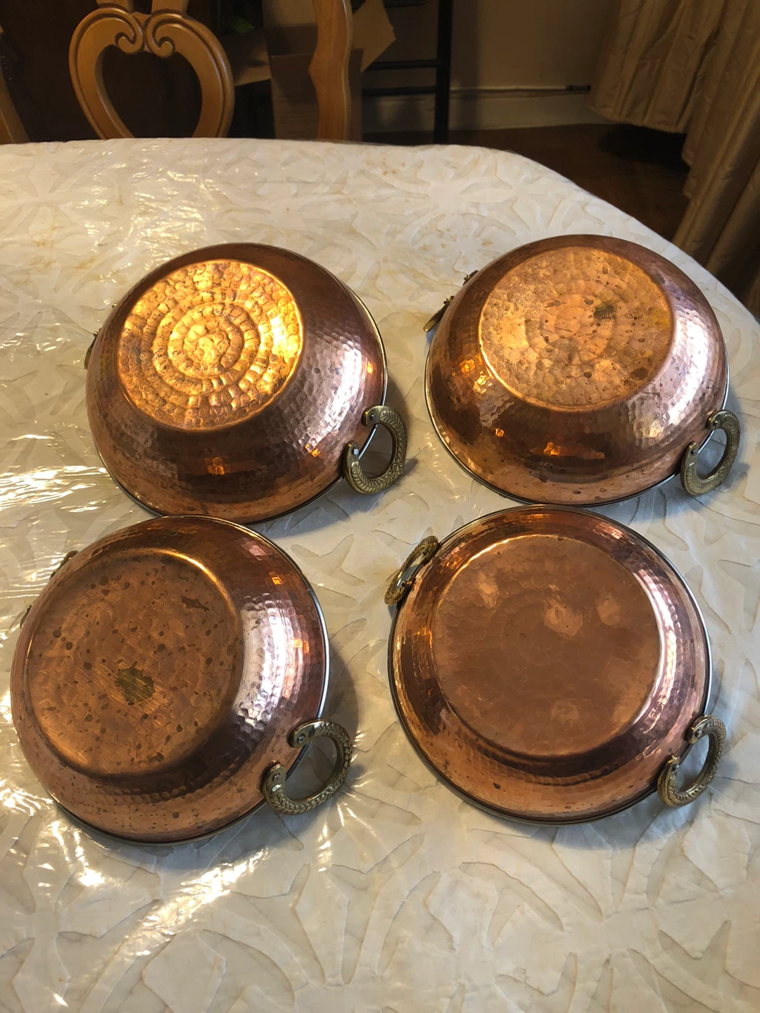 Set of 4 Copper/Stainless Steel Serving Bowls