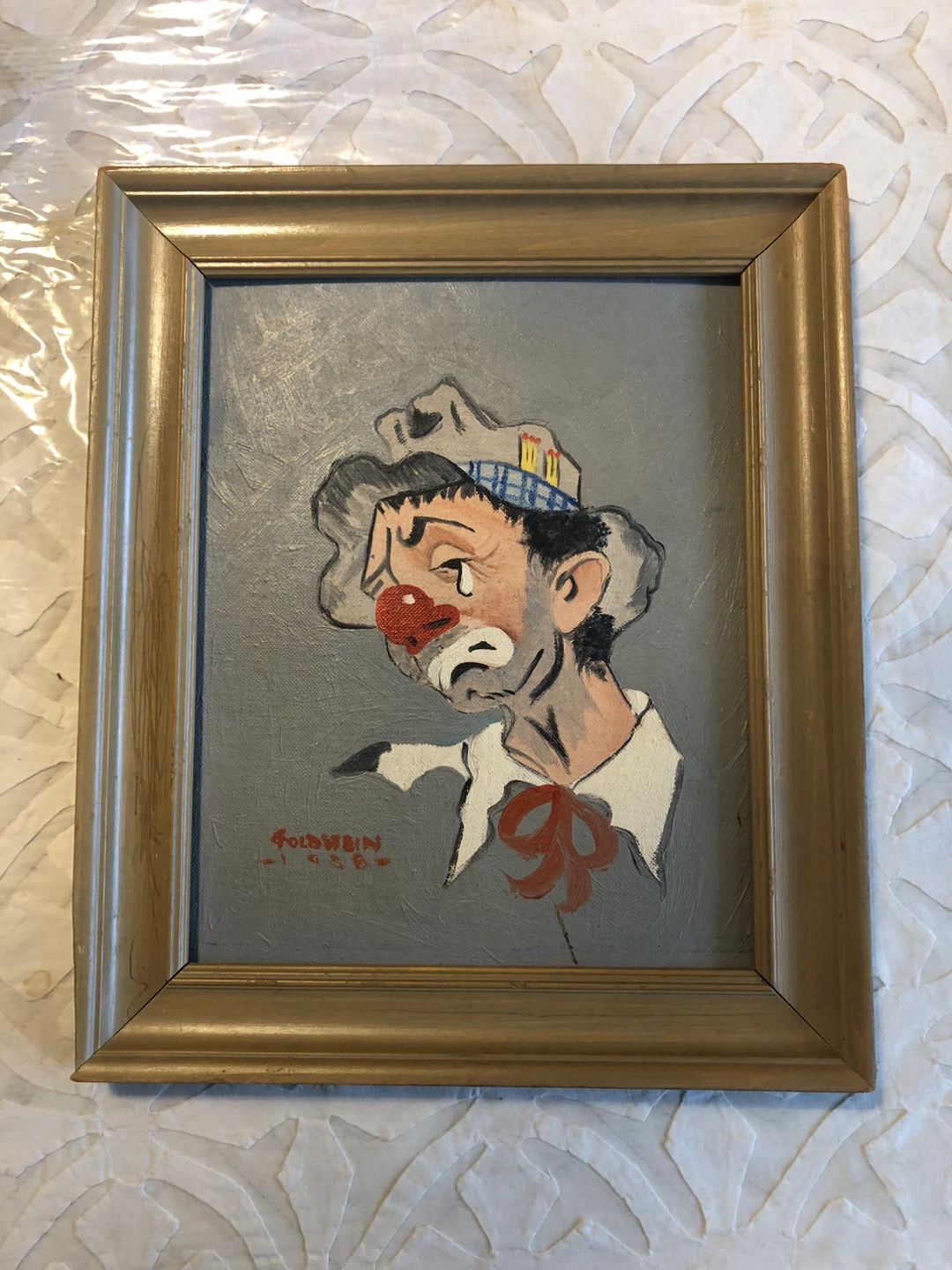 Vintage Goldwein Clown Painting, 8" x 10"