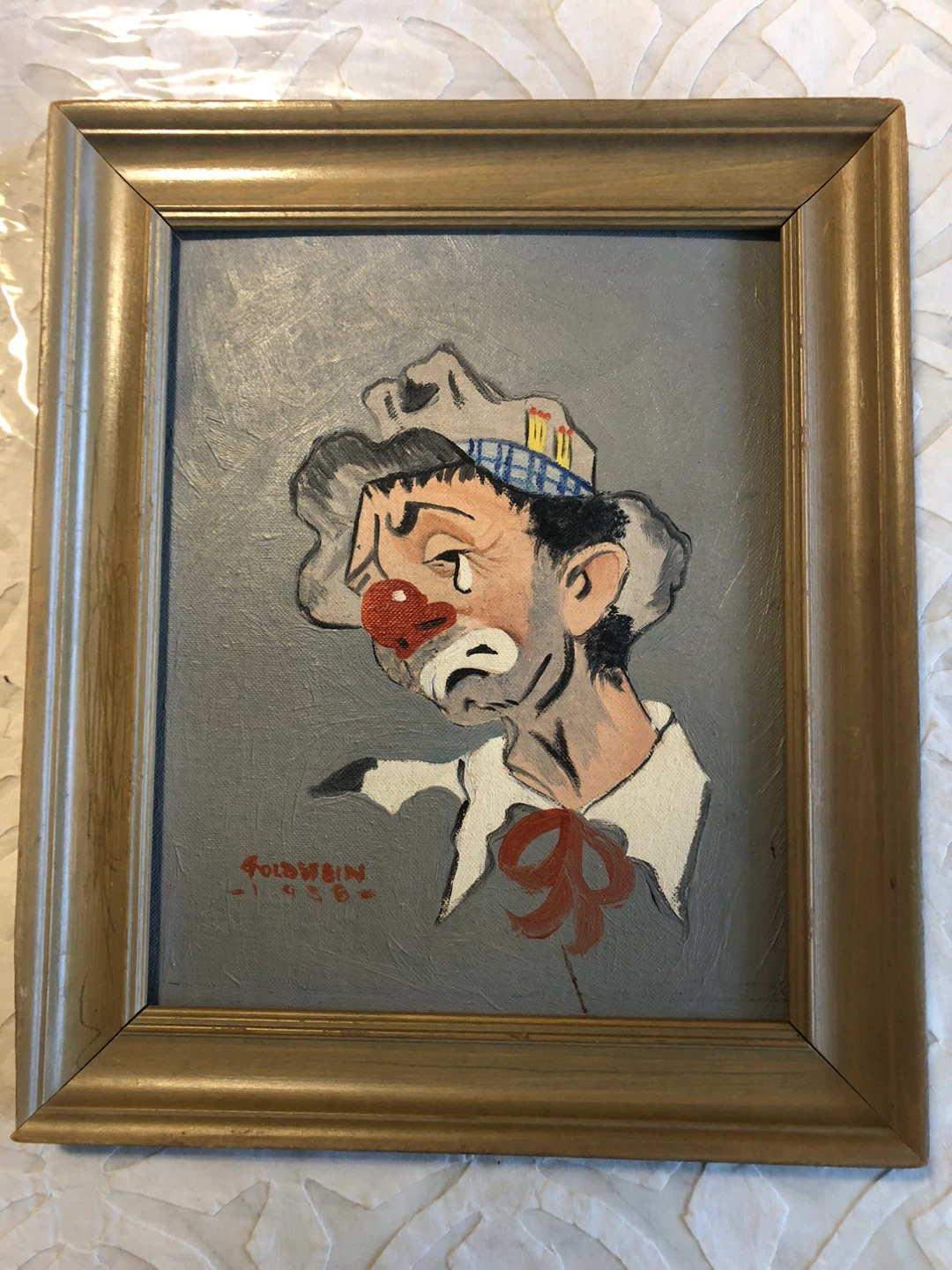 Vintage Goldwein Clown Painting, 8" x 10" - photo 2