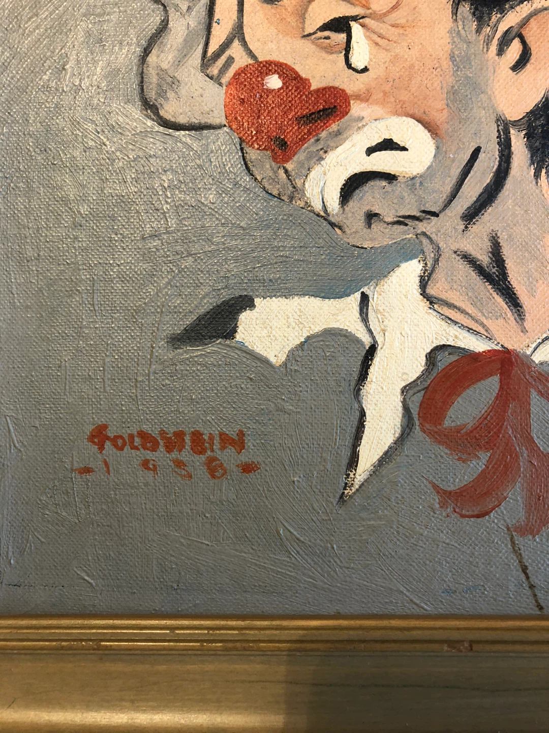 Vintage Goldwein Clown Painting, 8" x 10" - photo 3