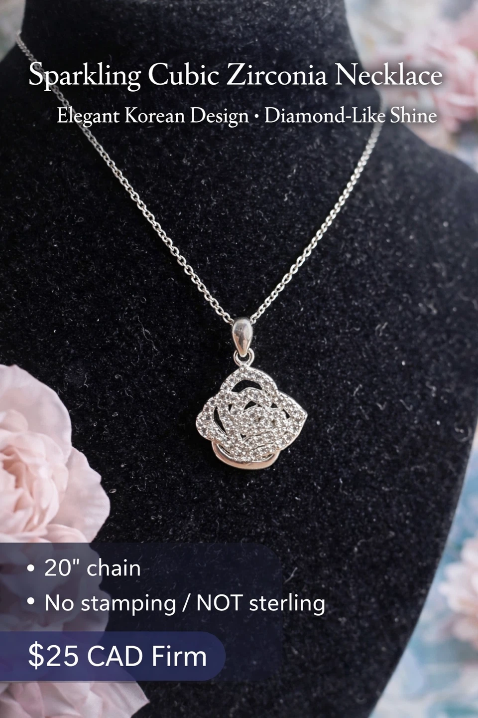 She Has Cubic Zirconia Necklace, 20" Chain