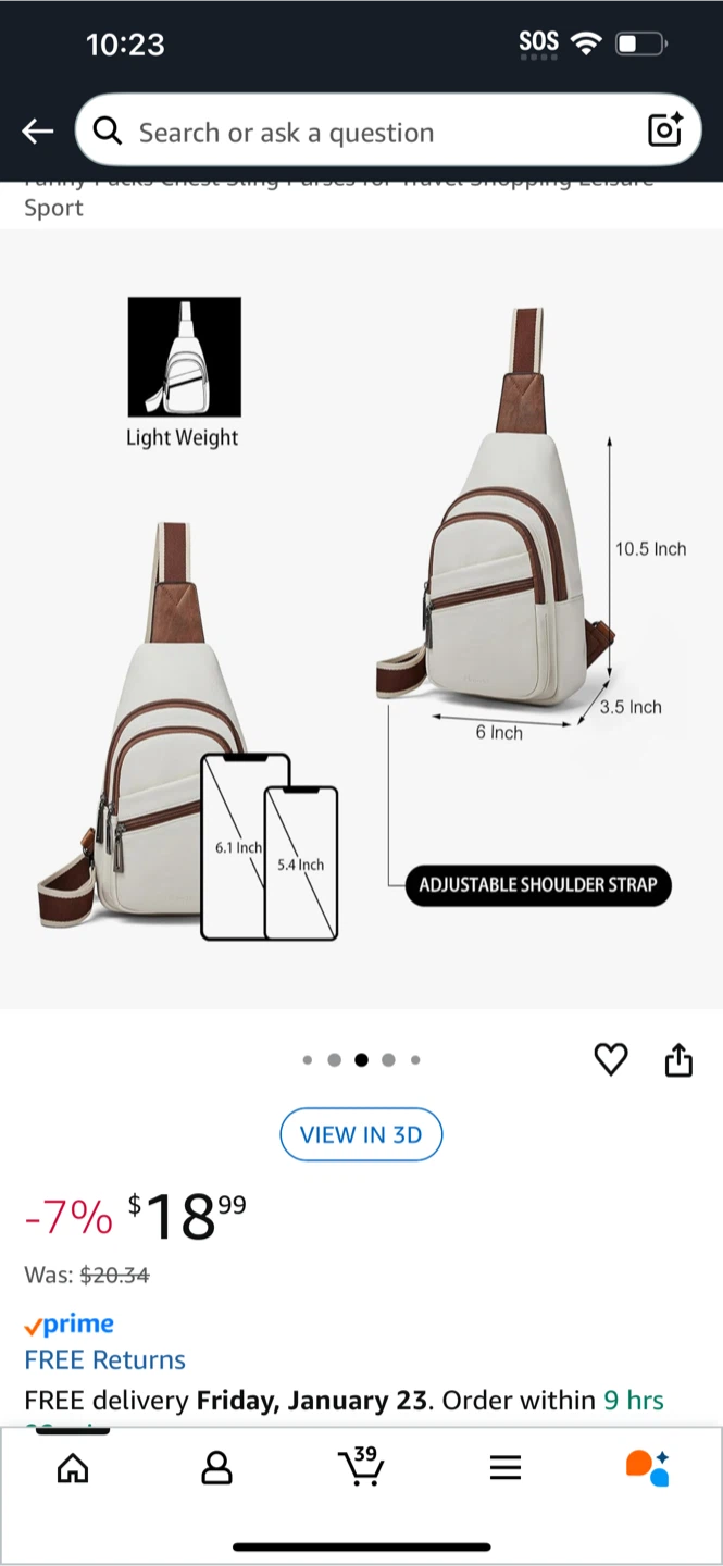 Sac bandoulière léger - Beige et brun - photo 2
