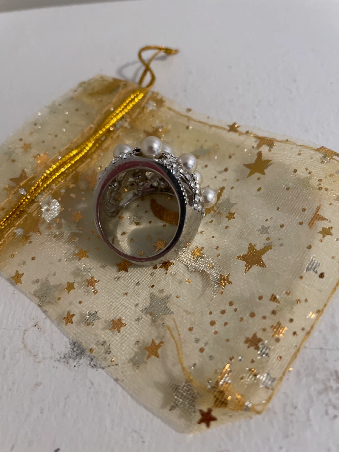 Pearl and Rhinestone Statement Ring - photo 3