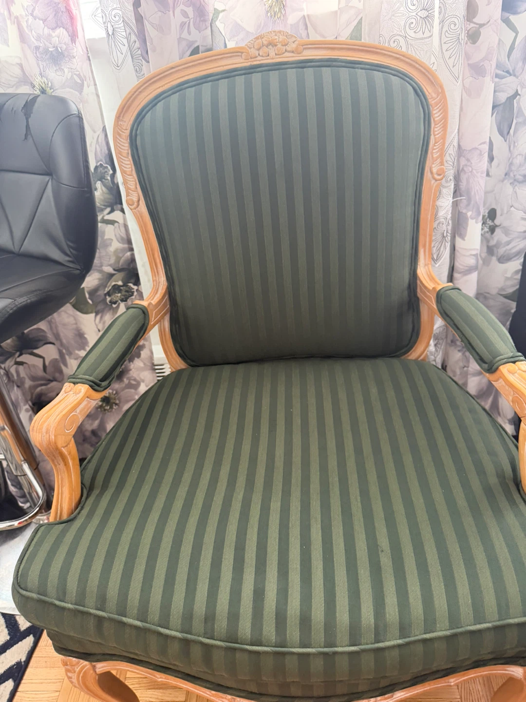 Green Striped Accent 2 Chairs - photo 2