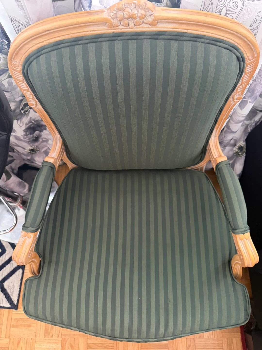 Green Striped Accent 2 Chairs