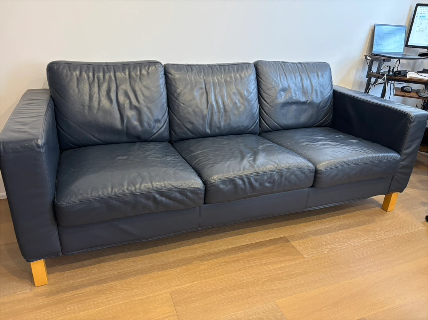 Leather Sofa - Blue - photo 2