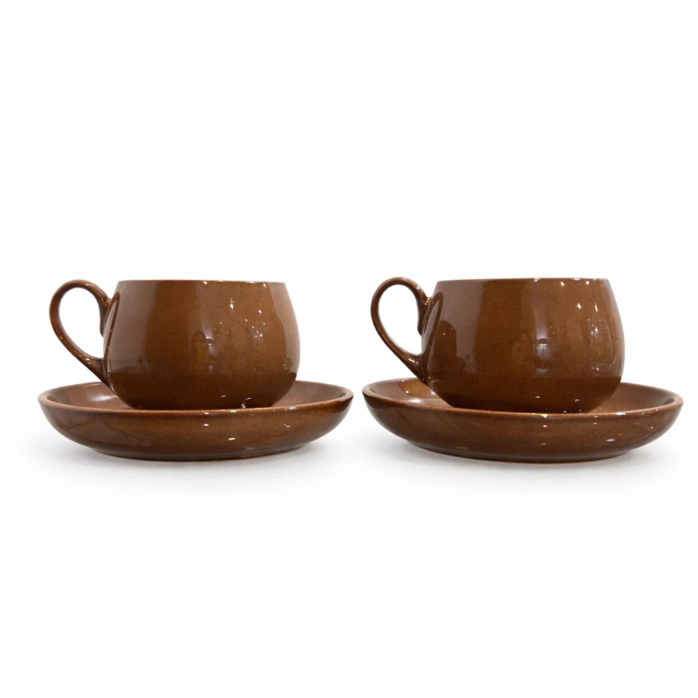 Denby England Brown Glazed Cup & Saucer Pair, c.1970s