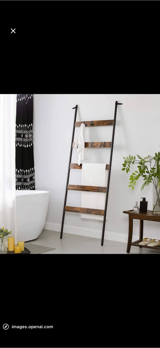 Brown Blanket Ladder with shelf - photo 4