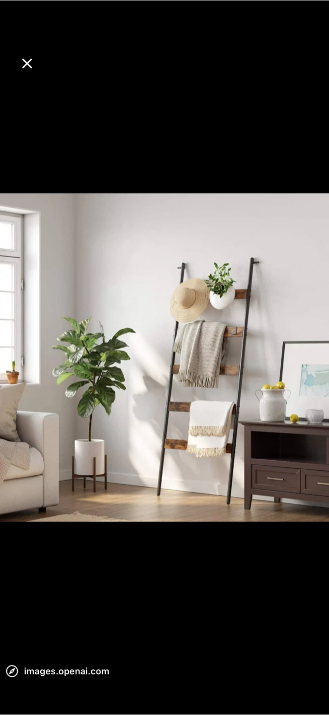 Brown Blanket Ladder with shelf