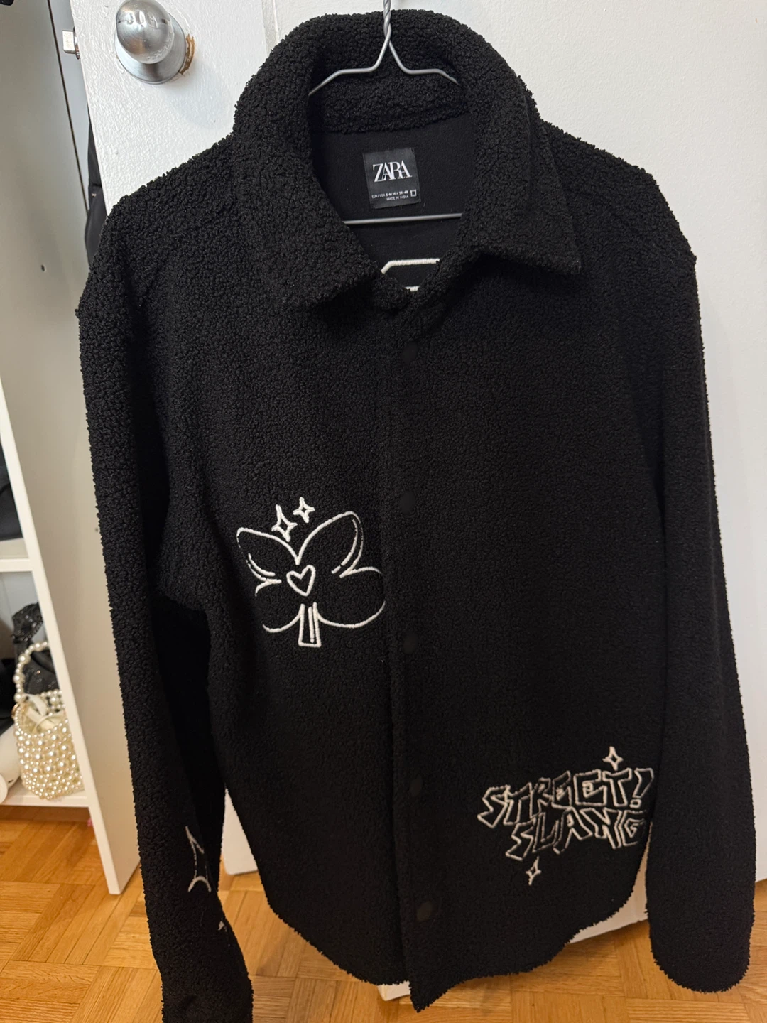 Zara Black Teddy Jacket Size S-M
