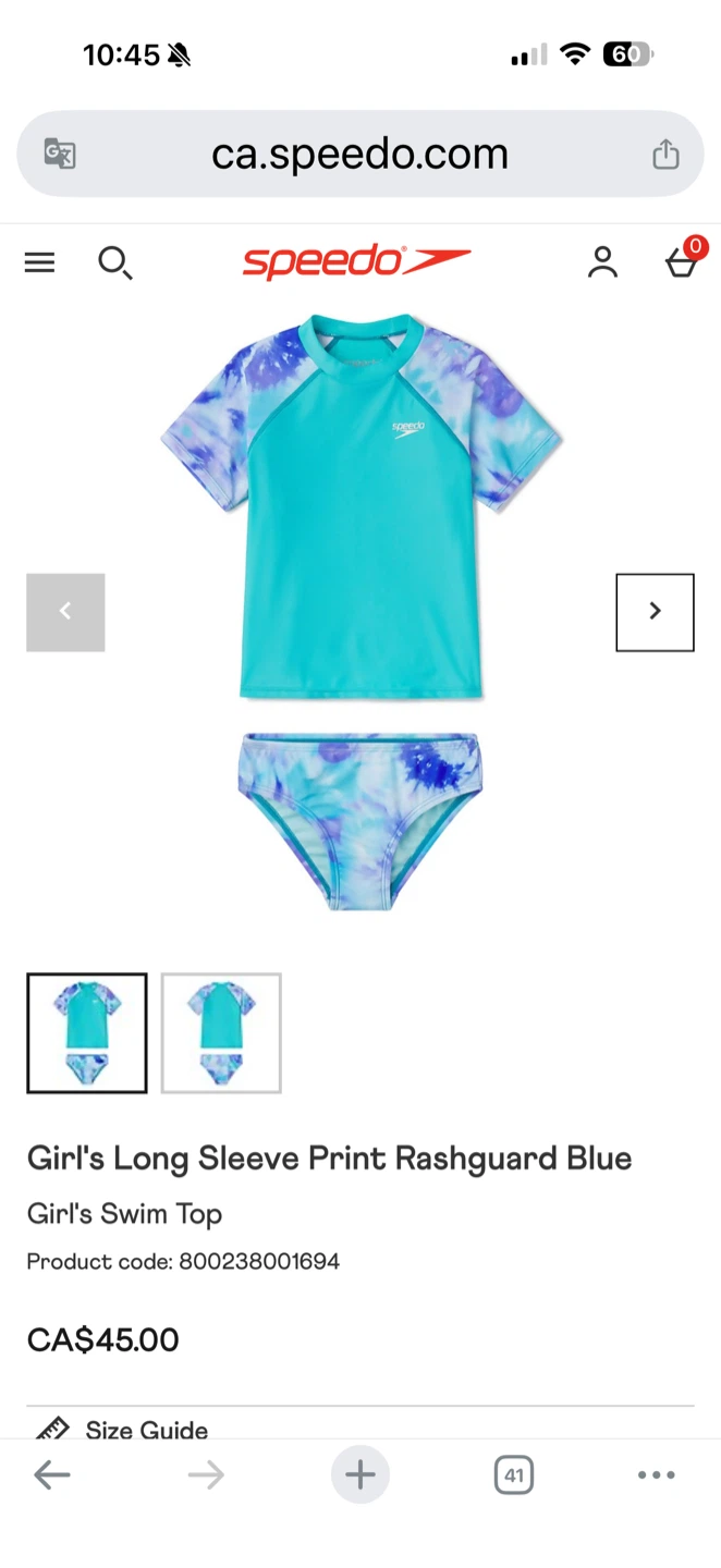 Speedo Girl's Swim Set - Size 10