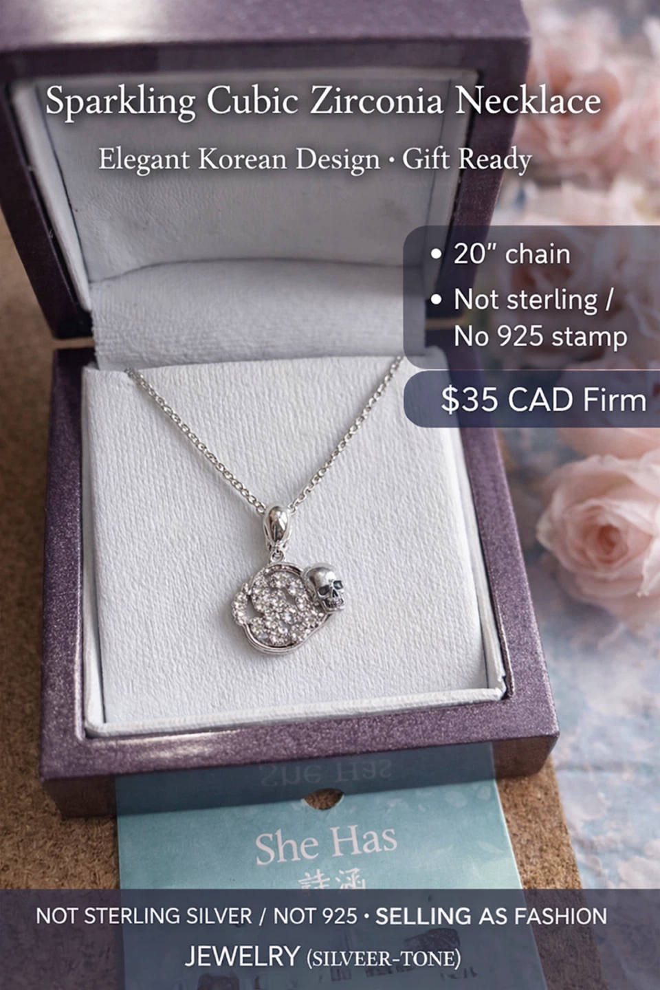 She Has Cubic Zirconia Necklace - 20" Chain