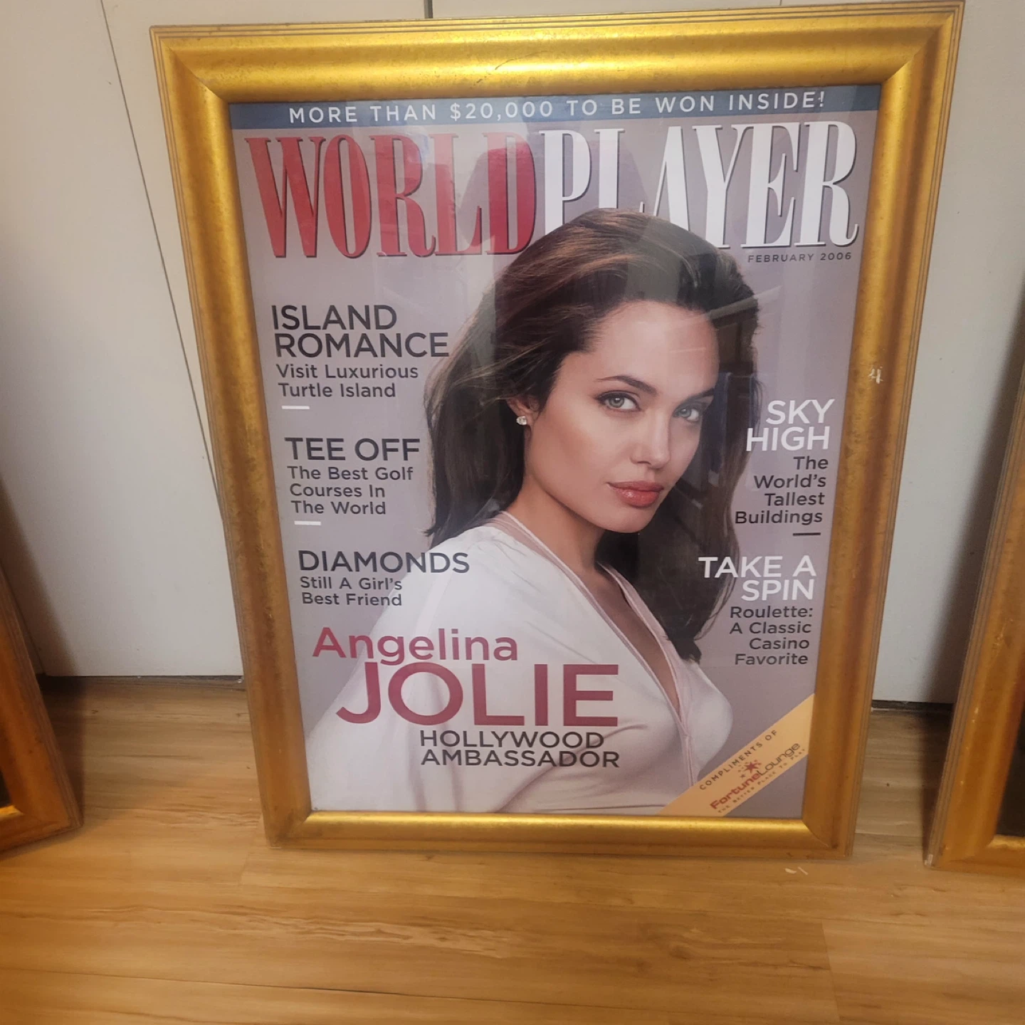 Framed Angelina Jolie World Player Magazine