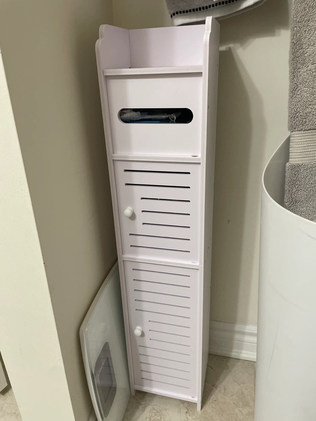 🥕 Small White Bathroom Storage Cabinet