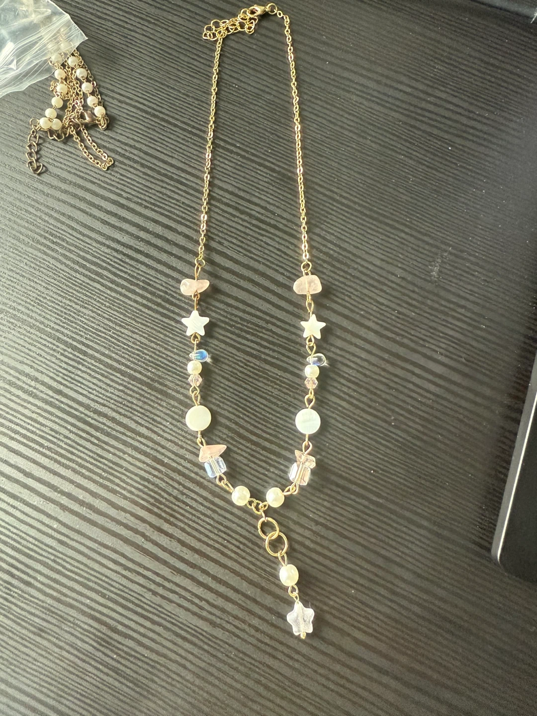 New Gold-tone Beaded Star Necklace