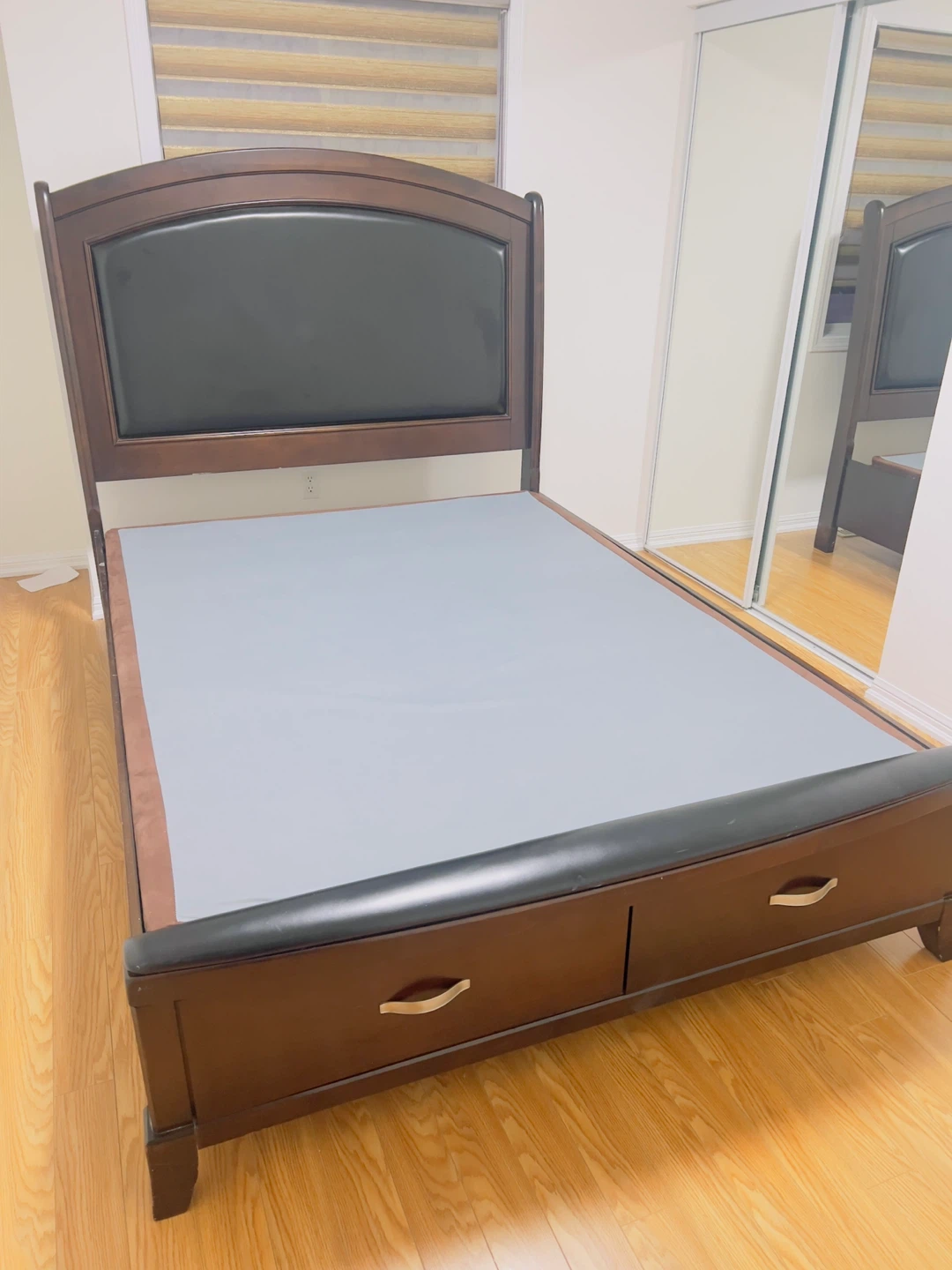 Dark Wood Queen Bed Frame with Storage