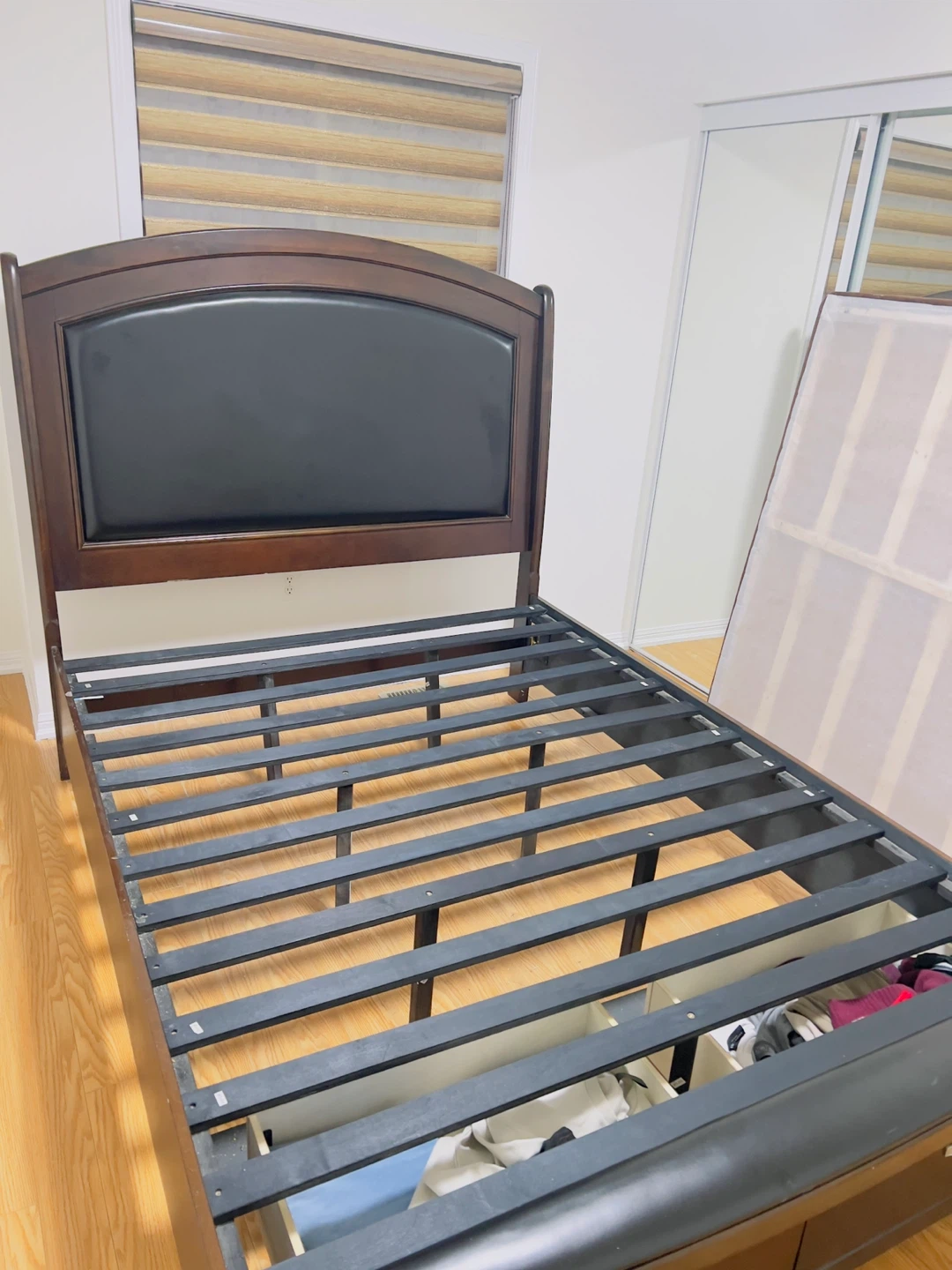 Dark Wood Queen Bed Frame with Storage - photo 3
