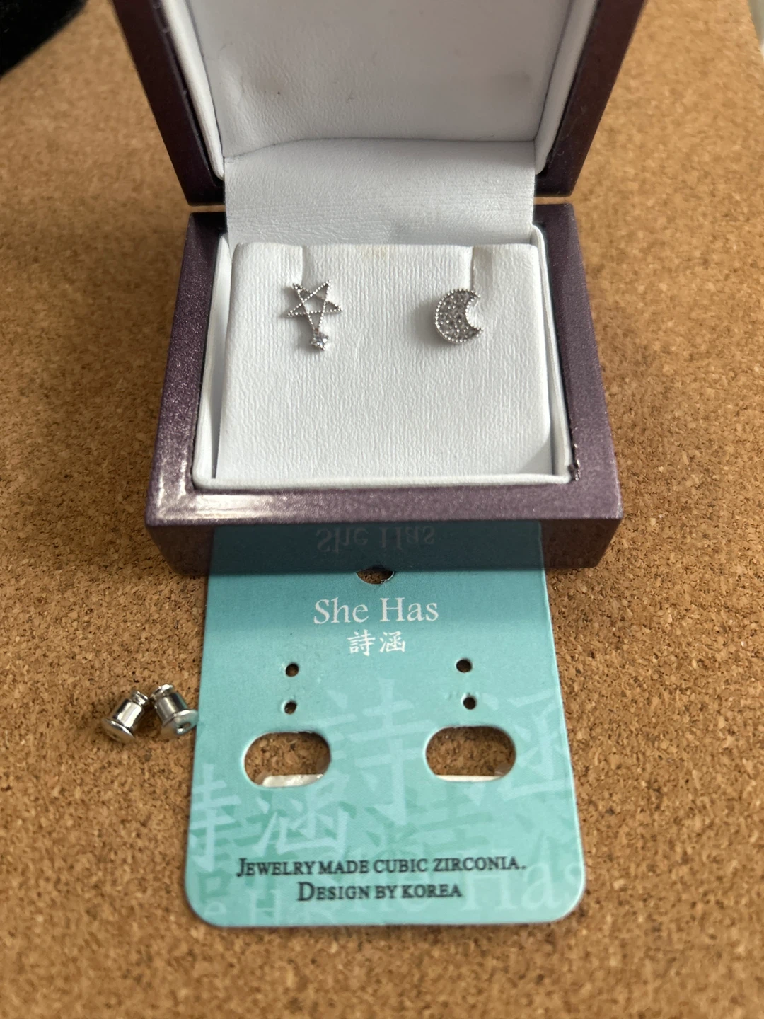 She Has Sterling Silver Moon & Star Earrings - photo 3