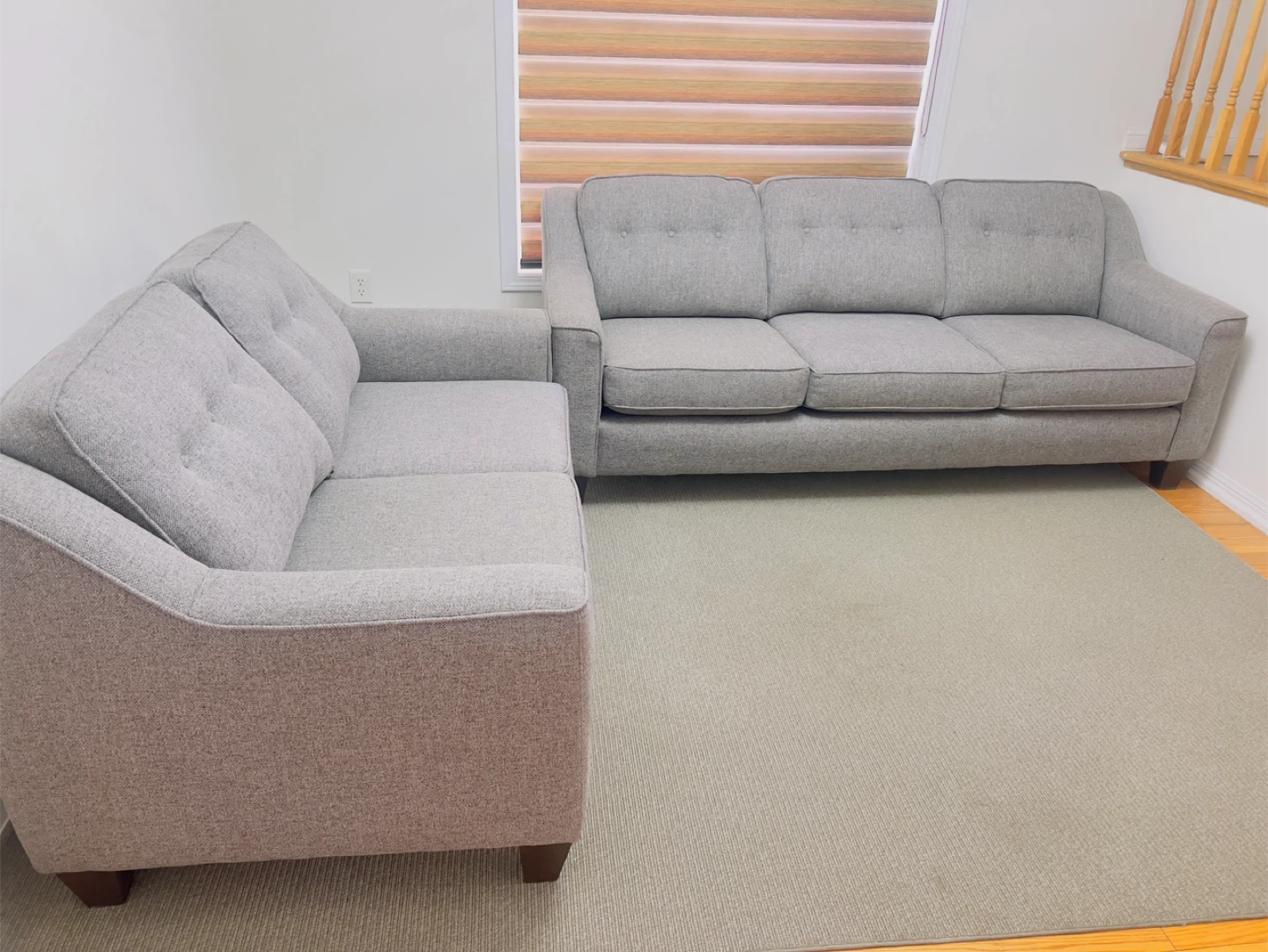 Grey Fabric Sofa Set - photo 2