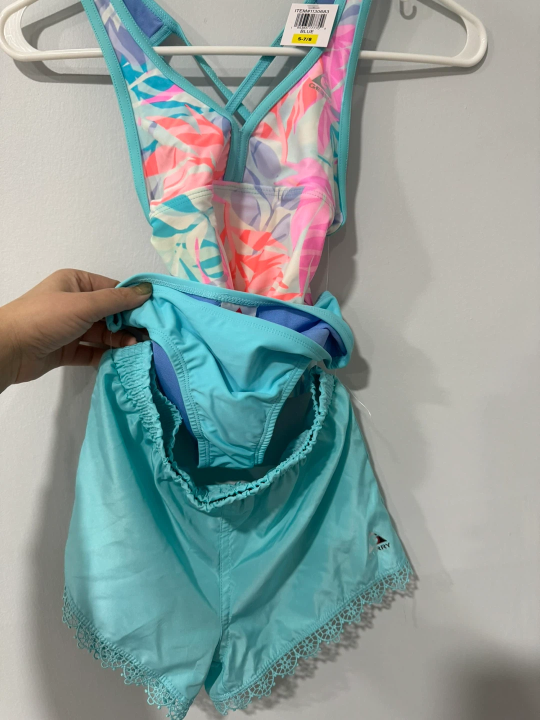Reebok Girls' Swimsuit Set - Size S 7/8 - Blue