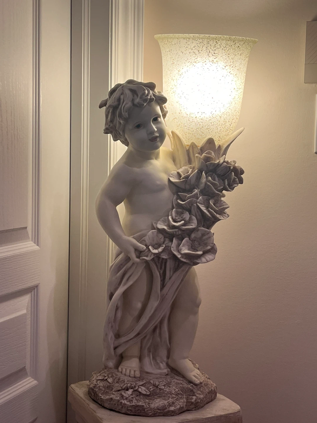 Cherub Lamp on Pedestal