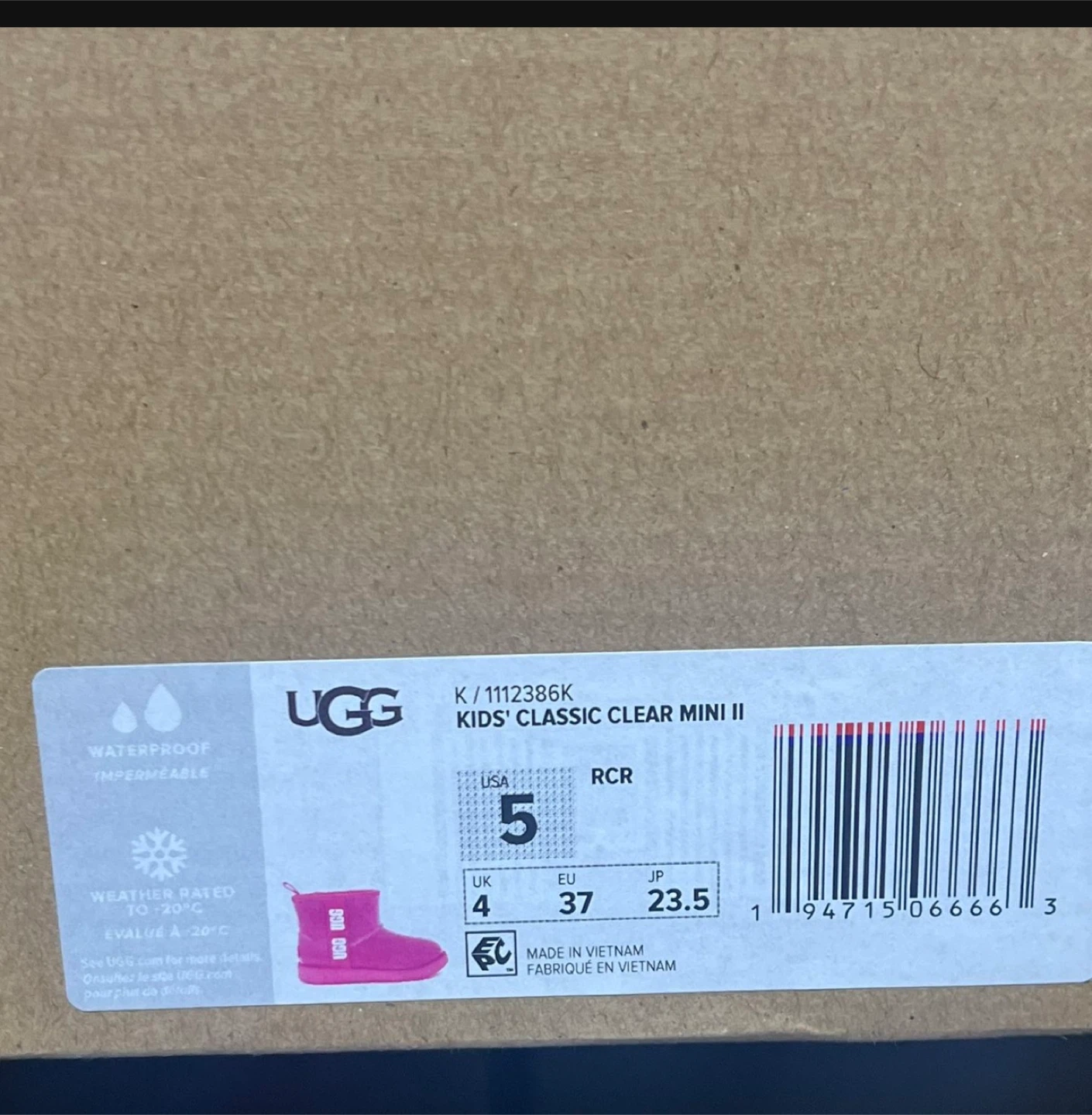 UGG Kids' Classic Clear Mini II Pink Size 5