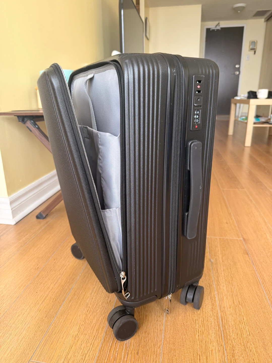 20-inch luggage suitcase with front open & cup holder