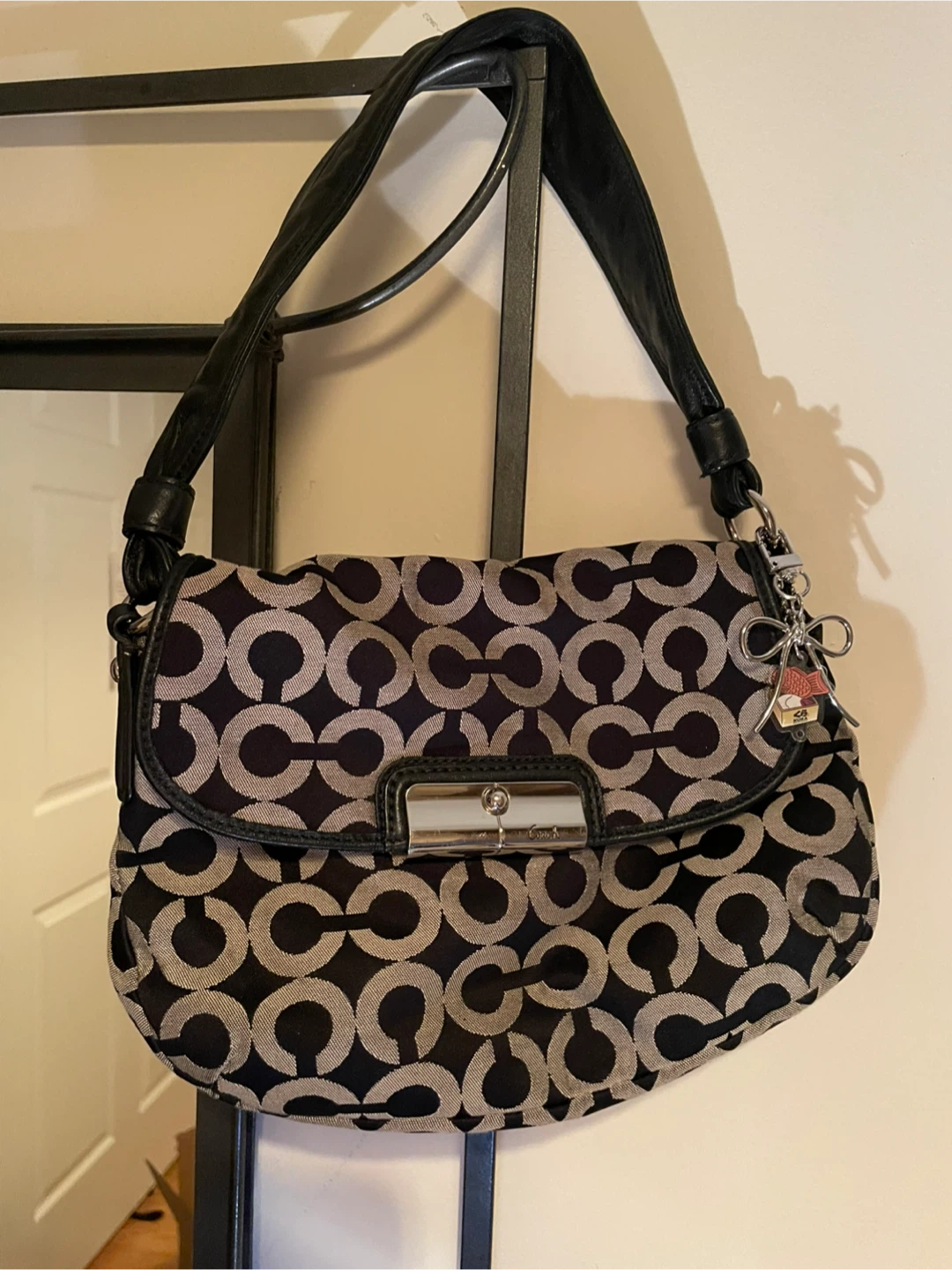 Coach Black/Gray Signature Hobo Bag