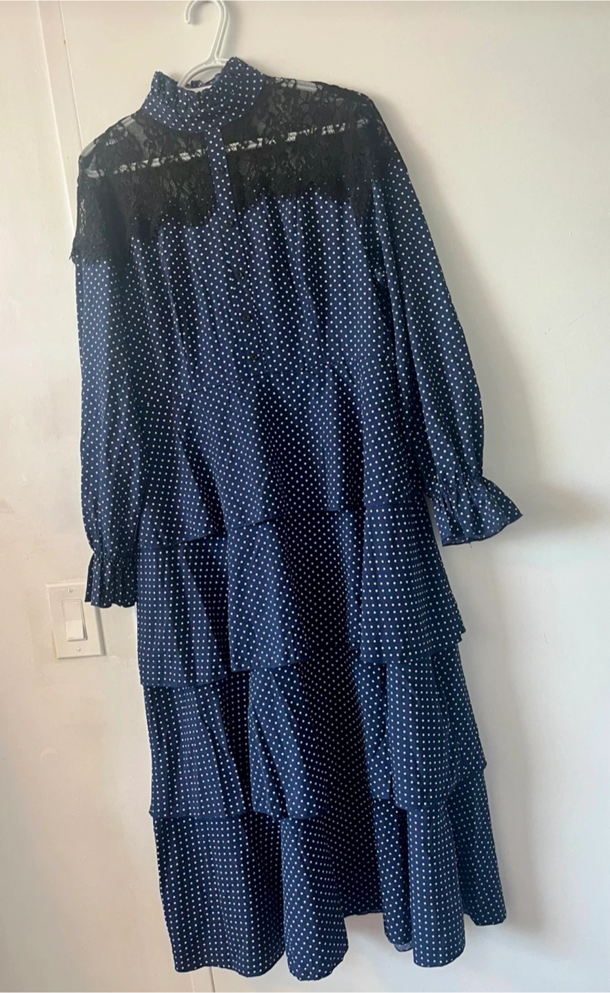 Navy Blue Polka Dot Tiered Dress - photo 4