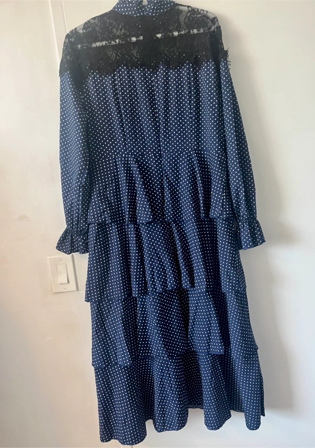 Navy Blue Polka Dot Tiered Dress - photo 2