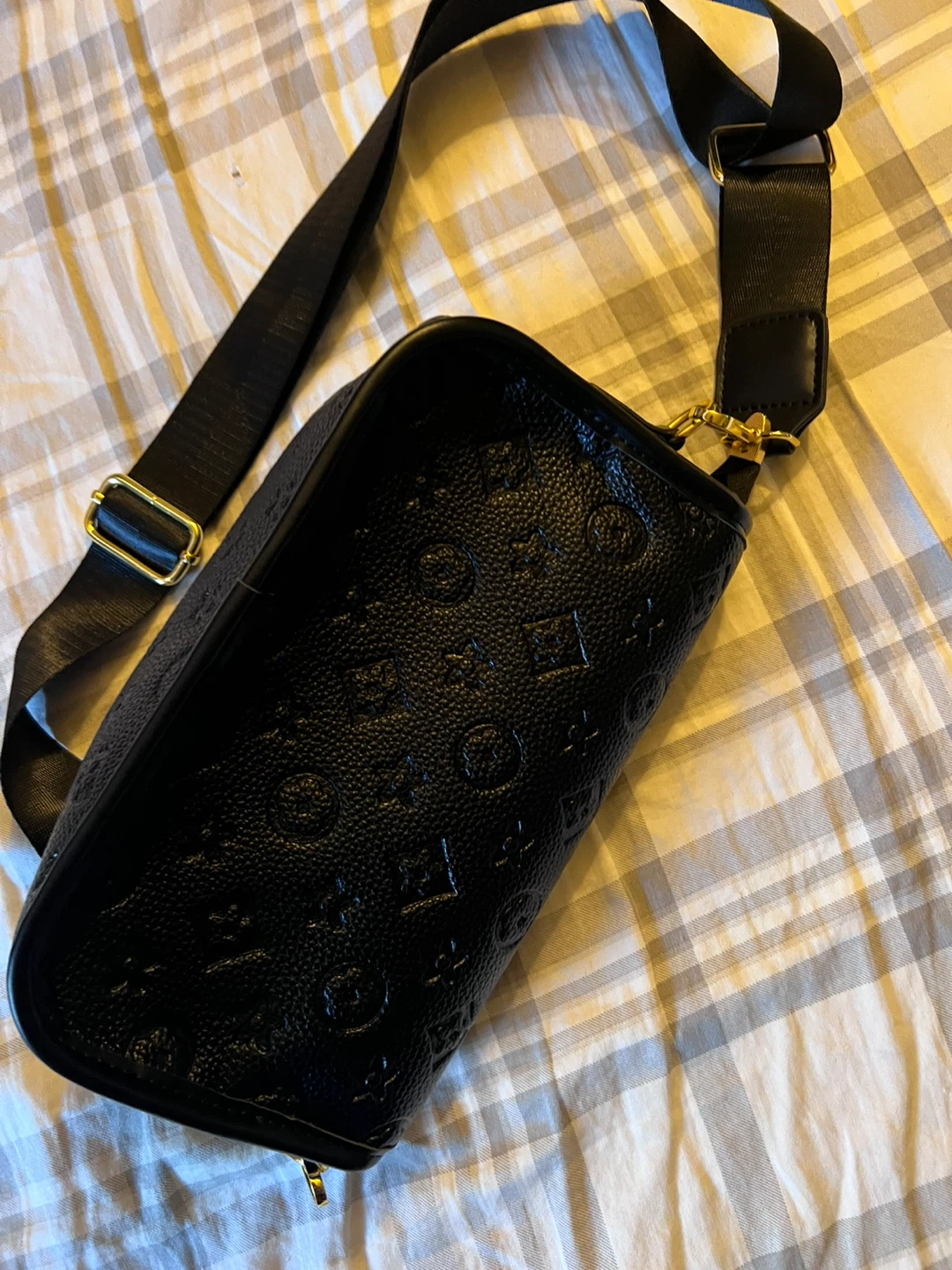Black Embossed Pattern Shoulder Bag - photo 2