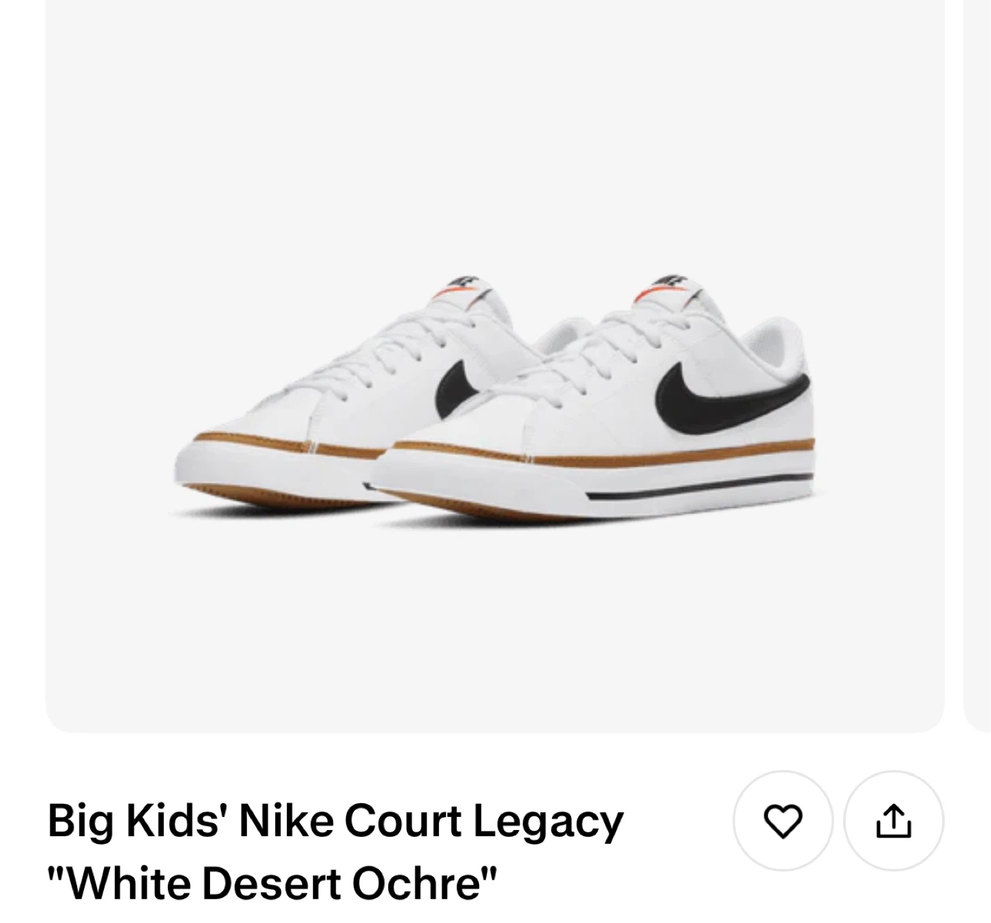 Nike Court Legacy Big Kids' Shoes - White/Desert Ochre - photo 3