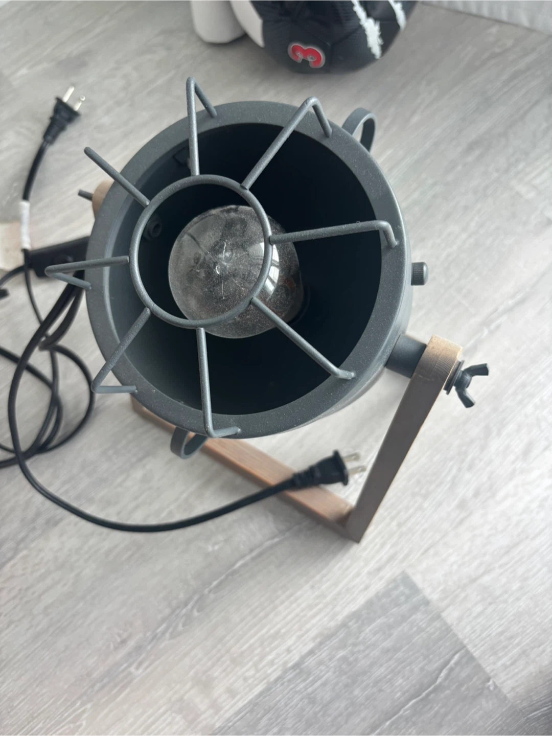 Vintage Table Lamp with bulb Grey Old Wood, desk light - photo 2