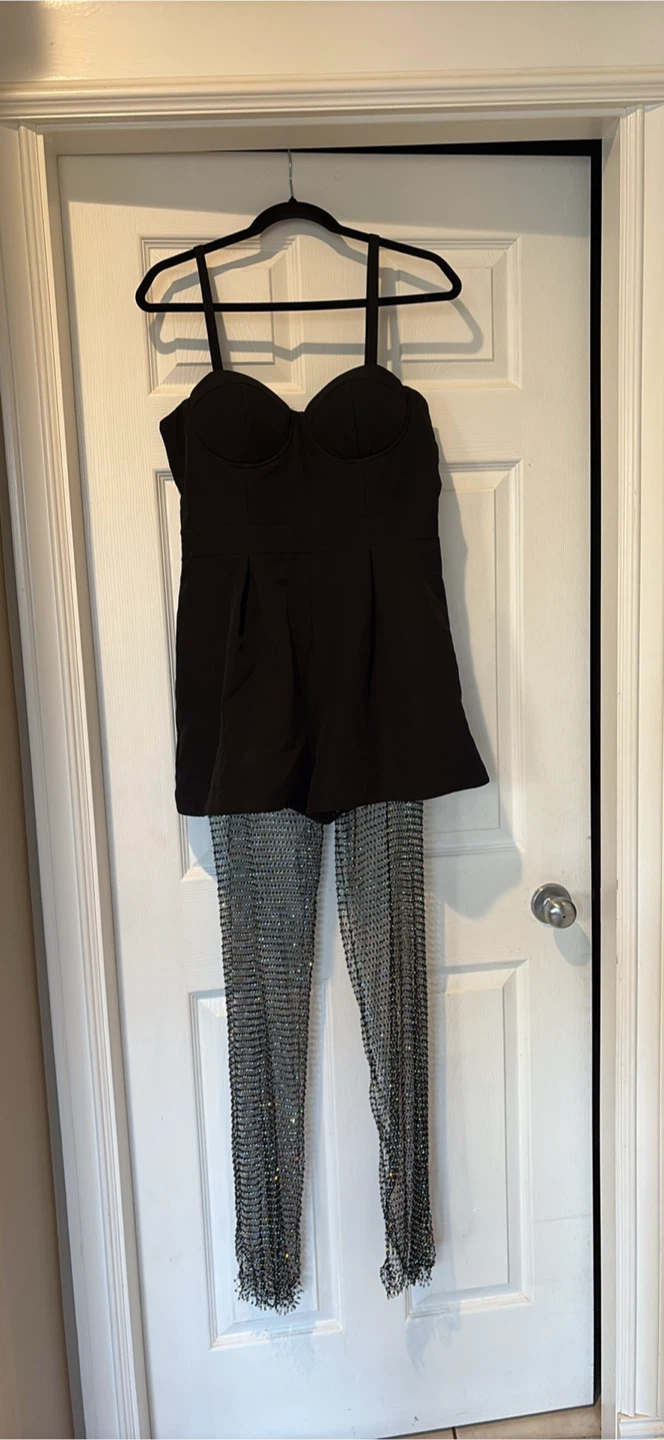 Black Romper with Silver Chain Pants - photo 4