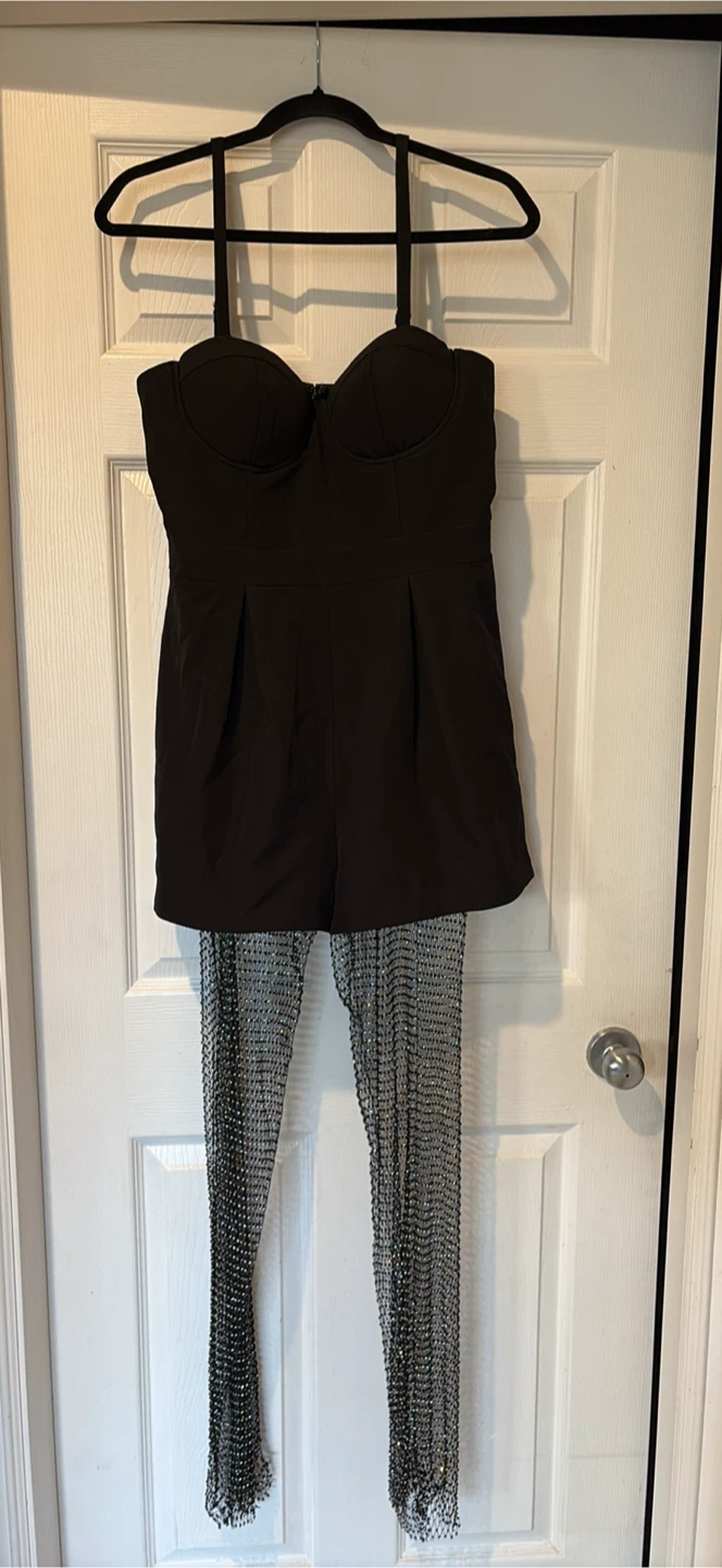 Black Romper with Silver Chain Pants - photo 3