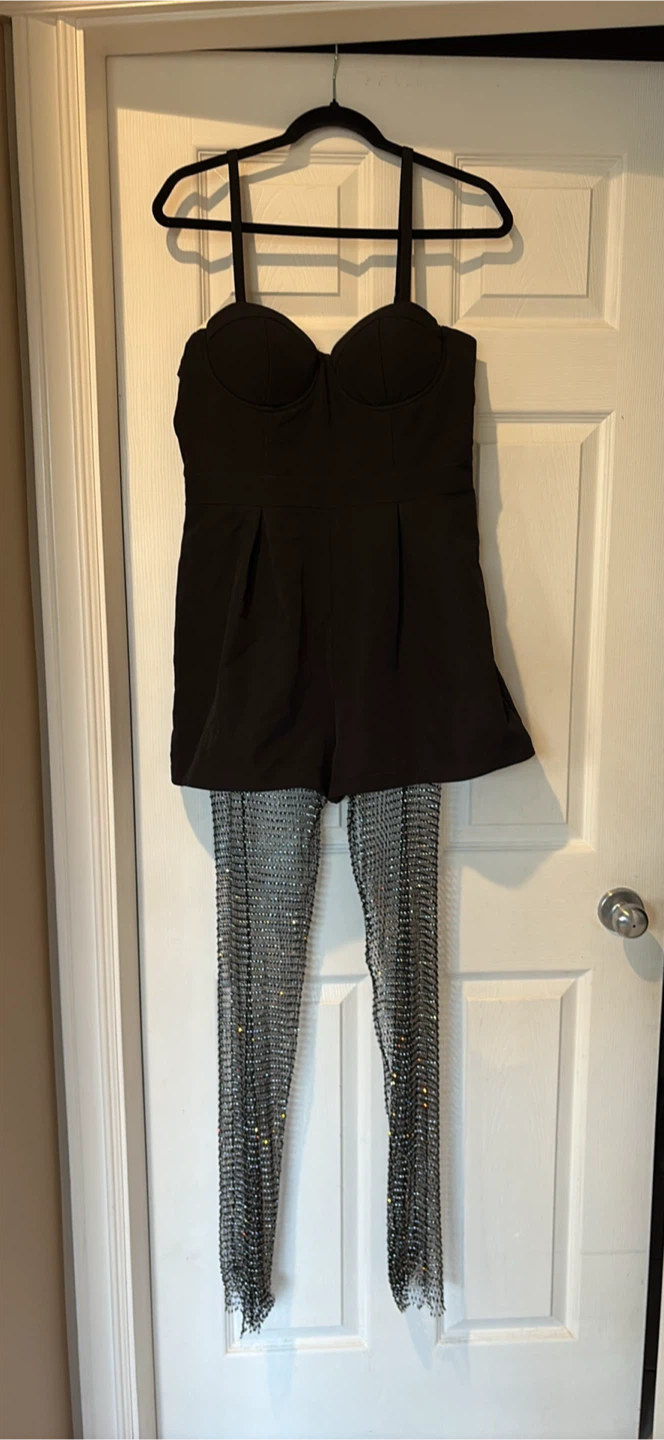 Black Romper with Silver Chain Pants - photo 2