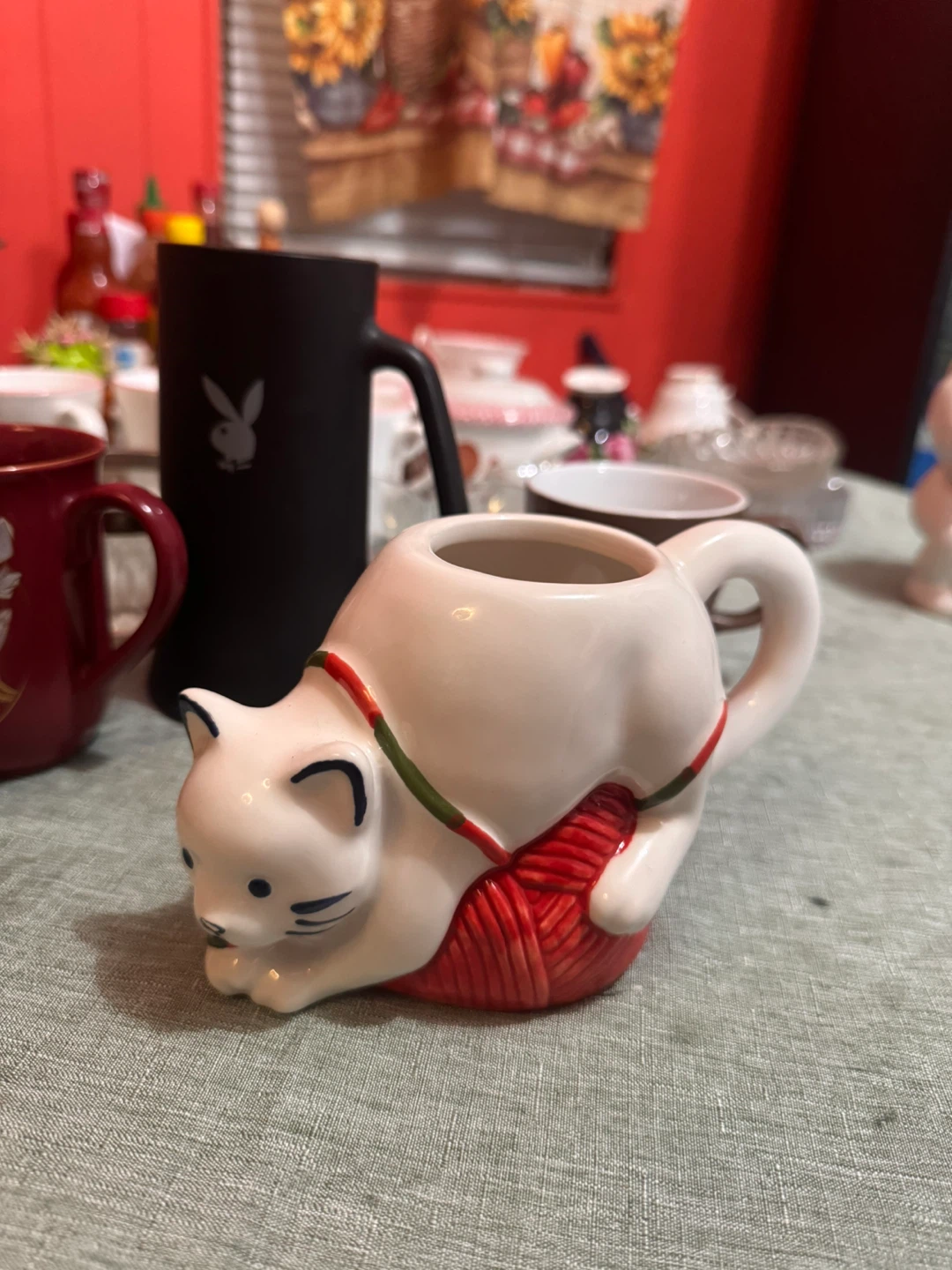 Valentine Sale! Cat Yarn Ball Ceramic Mug