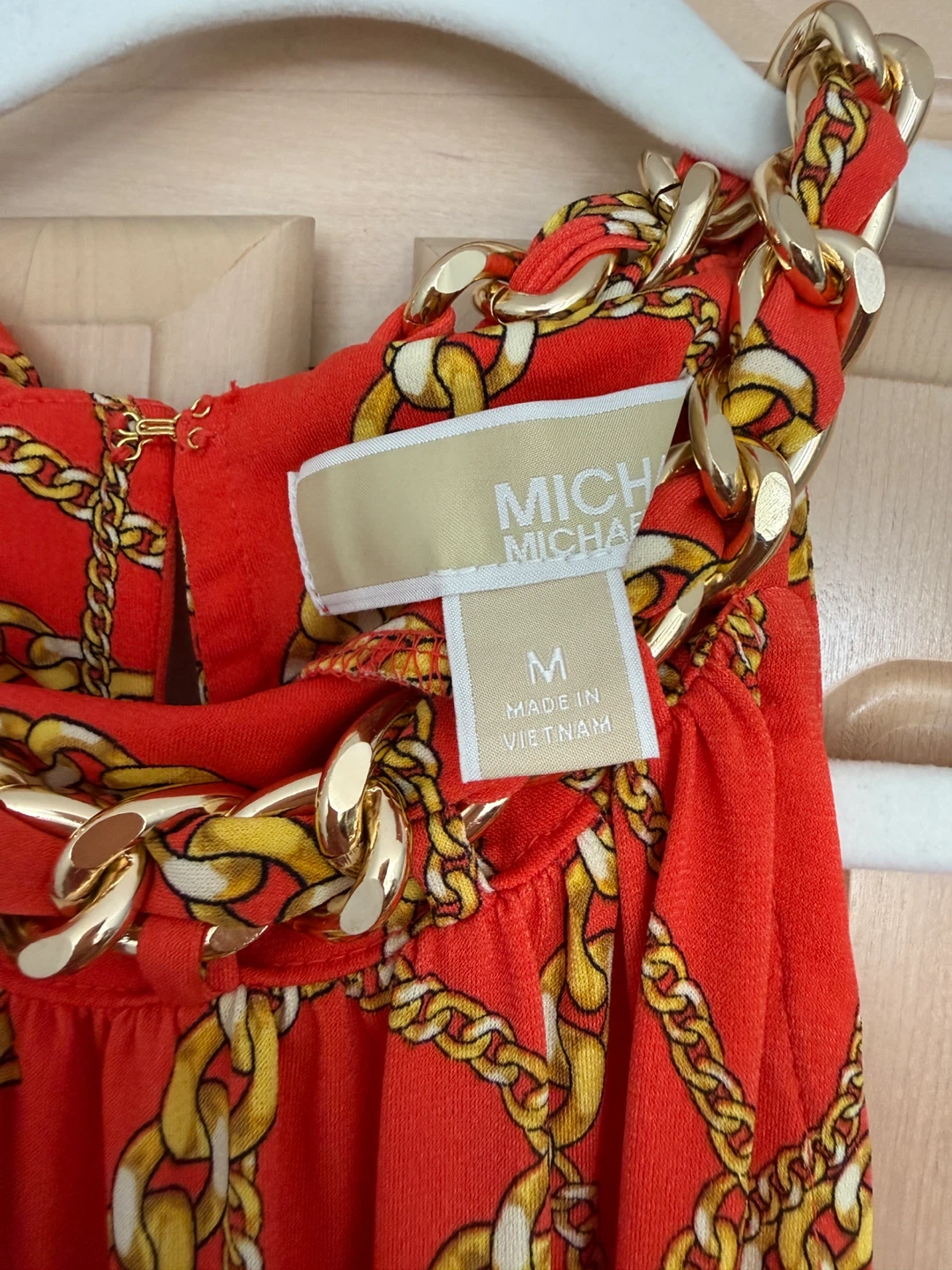 Michael Kors Red Chain Print Halter Dress - Size M - photo 5